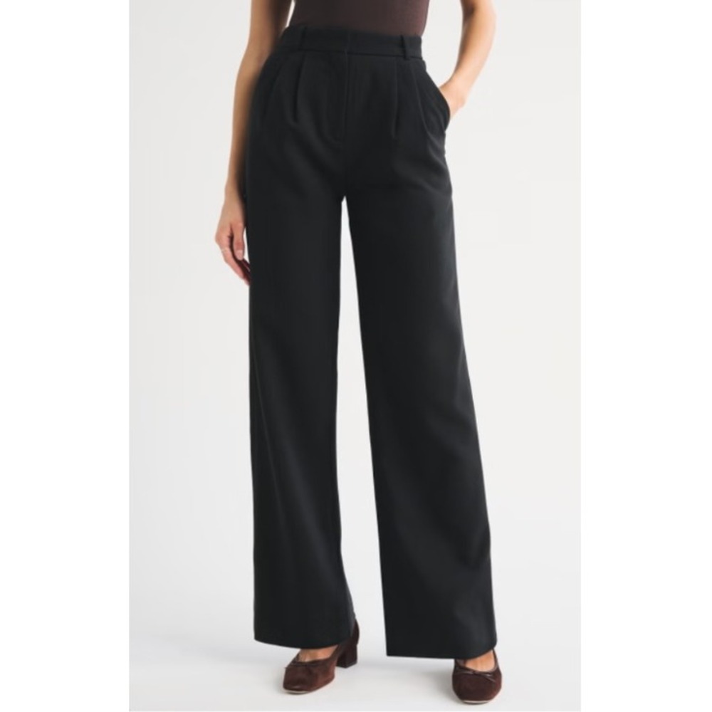 Abercrombie & Fitch Black Wide-Leg Trousers